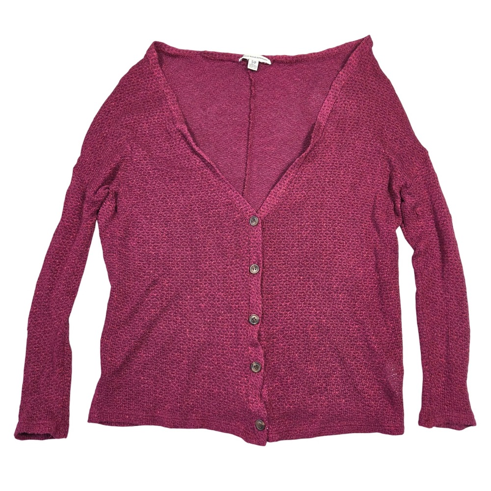 American Eagle‎ Button-Front Knit Cardigan Sweater Maroon Womens S Boho Preppy